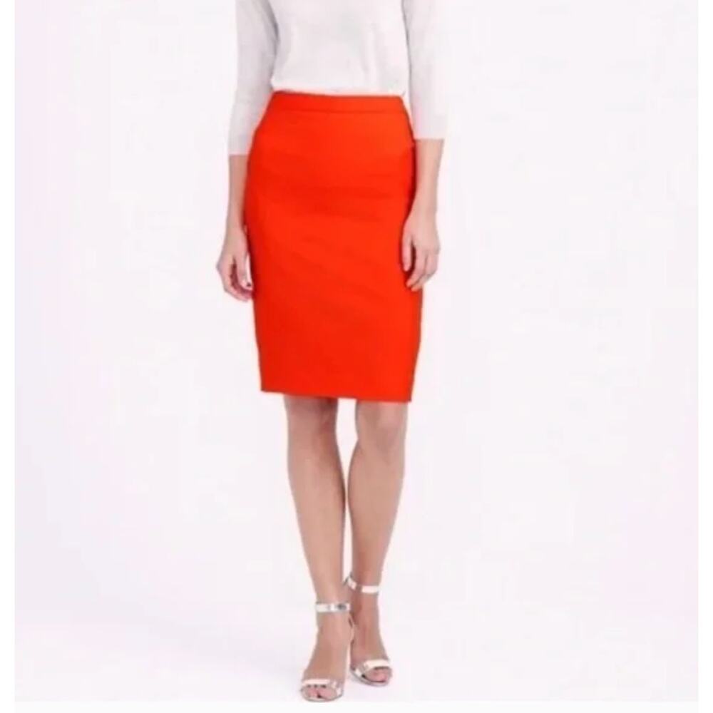J. Crew The Pencil Skirt Double Serge Wool Red 46575 Size 00